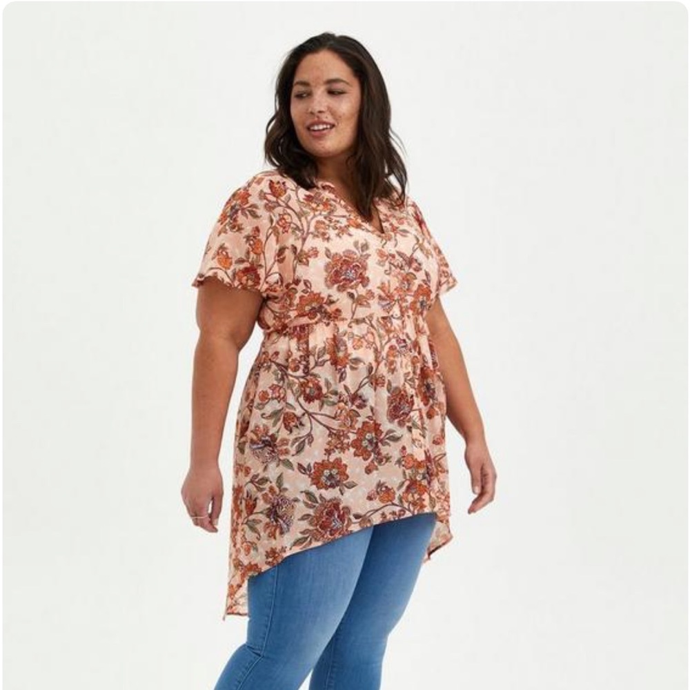 Lexie Babydoll Chiffon Tunic Torrid 1X 14 16